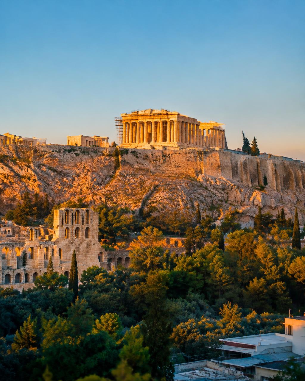The Acropolis of Athens at golden hour